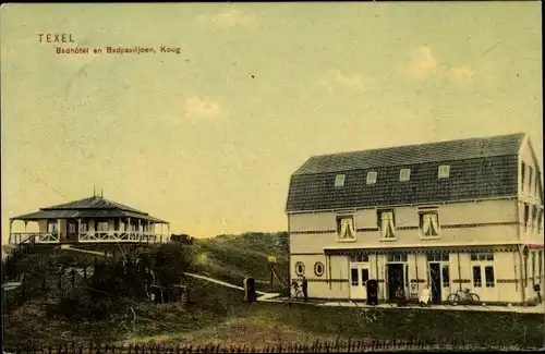 Ak De Koog Texel Nordholland Niederlande, Badhotel und Badepavillon