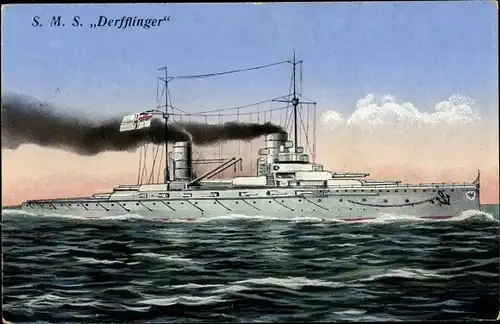 Ak Deutsches Kriegsschiff, SMS Derfflinger, Großlinienschiff, Kaiserliche Marine