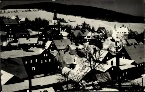 Ak Seiffen im Erzgebirge, Ortsansicht zur Zeit der Christmetten, Winter