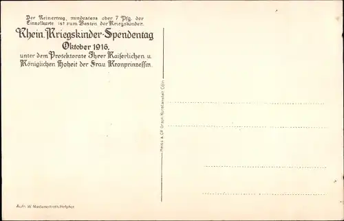 Ak Kronprinzessin Cecilie von Preußen, Prinzessin Alexandrine, Kriegskinder Spendentag 1916