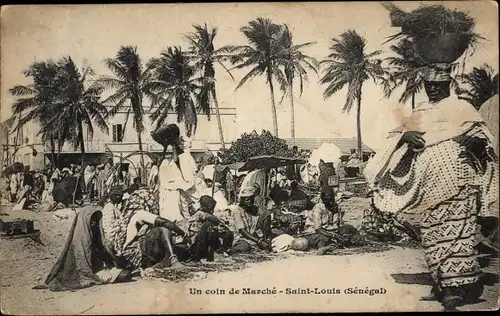 Ak Saint Louis Senegal, Un coin de Marché, Marktpartie