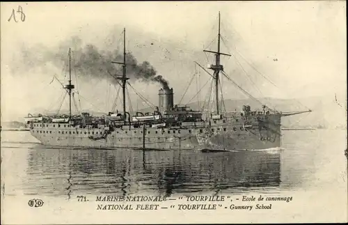 Ak Französisches Kriegsschiff Tourville, Ecole de canonnage