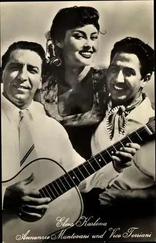 Ak Schauspielerin Elma Karlowa, Annunzio Mantovani, Vico Torriani, Gitarren der Liebe