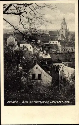 Ak Meerane in Sachsen, Blick vom Pfarrberg auf Stadt und Kirche