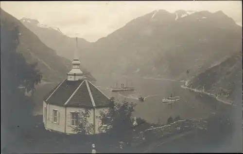 Ak Geiranger Norwegen, Kirche, Schiffe