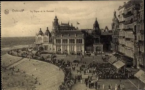 Ak Ostende Westflandern, La Digue et le Kursaal