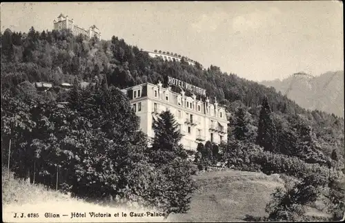Ak Glion Kanton Waadt, Hôtel Victoria et le Caux Palace