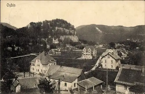 Ak Oybin in Sachsen, Blick auf den Ort, Siedlung, Wald, Berg