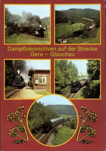 Ak Gera in Thüringen, Dampflokomotiven auf der Strecke Gera-Glauchau, Güterzug, Haltepunkt