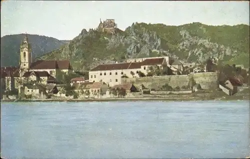 Ak Dürnstein an der Donau Wachau Niederösterreich, Teilansicht mit Burg St. Michael