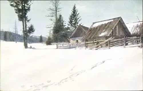 Ak Mönichkirchen in Niederösterreich, Mönichkirchner Schwaig, Winteransicht