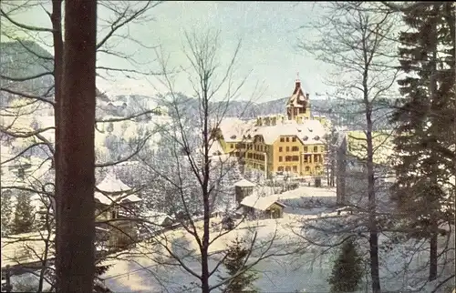 Ak Semmering in Niederösterreich, Hotel Erzherzog Johann im Winter