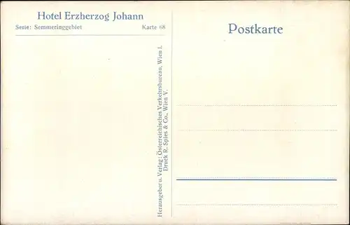 Ak Semmering in Niederösterreich, Hotel Erzherzog Johann im Winter