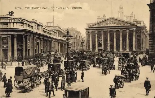 Ak London City England, Royal Exchange and Bank of England