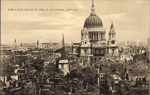 Ak London City England, Bird's Eye view of St. Paul's Cathedral