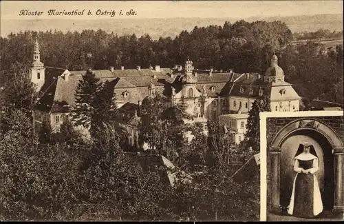 Ak Ostritz in der Oberlausitz, Kloster Marienthal, Ordensschwester