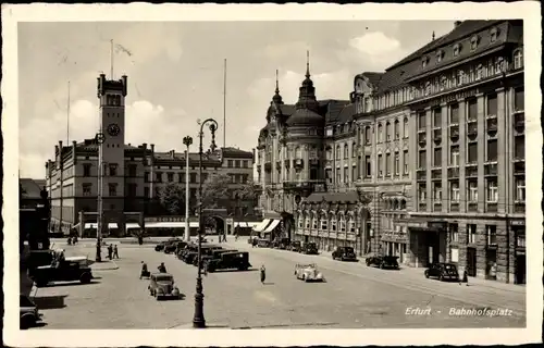 Ak Erfurt, Haus Kossenhaschen am Bahnhofsplatz, Hotel Erfurter Hof