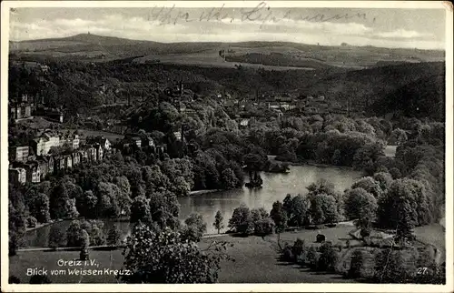 Ak Greiz im Vogtland, Blick vom Weissen Kreuz