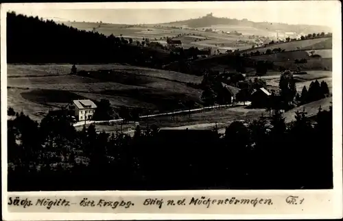 Ak Müglitz Altenberg im Erzgebirge, Blick n.d. Mückentürmchen, Panorama