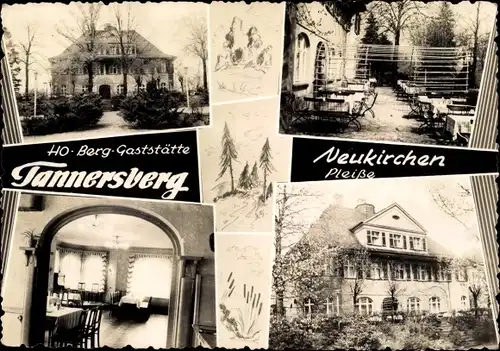 Ak Neukirchen an der Pleiße, HO-Berg-Gaststätte, Terrasse, Speiseraum