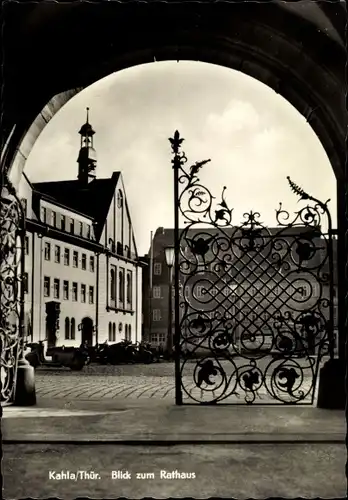 Ak Kahla in Thüringen, Rathaus, Schmiedeeisernes Tor