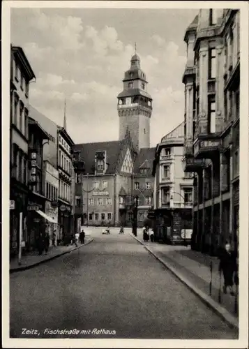 Ak Zeitz im Burgenlandkreis, Fischstraße mit Rathaus