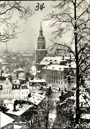 Ak Greiz im Vogtland, Ortsansicht im Winter