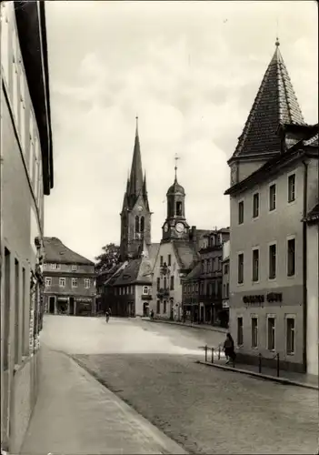 Ak Wilsdruff in Sachsen, Straßenpartie, Kirche, Gasthof Goldener Löwe