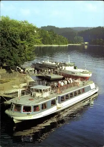 Ak Saalburg in Thüringen, Schiffsanlagestelle, Schiffe