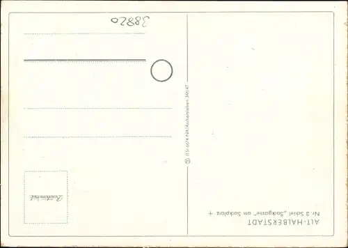 Künstler Ak Schiel, Halberstadt in Sachsen Anhalt, Sackgasse am Sackplatz