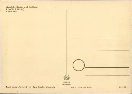 Künstler Ak Richter, Hans, Rochsburg Lunzenau in Sachsen, Schloss Rochsburg, erbaut 1400