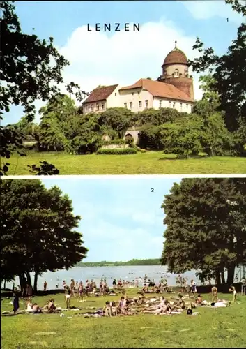 Ak Lenzen an der Elbe Prignitz, Am Rudower See, Burg