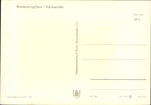Ak Blankenburg am Harz, Tränkestraße