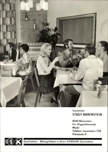 Ak Bärenstein Altenberg im Erzgebirge, Gaststätte Stadt Bärenstein, Konsum