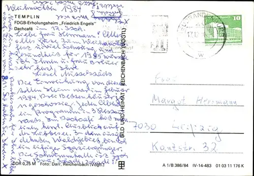 Ak Templin in der Uckermark, FDGB-Erholungsheim Friedrich Engels, Dachcafe