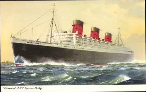 Künstler Ak Dampfer Queen Mary, Cunard Line