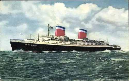 Ak Steamer SS United States, Dampfschiff, United States Lines, USL