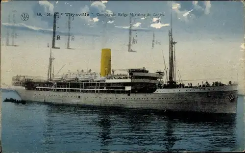 Ak SS Thysville, Belgische Seefahrtsgesellschaft des Kongo