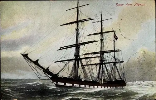 Ak Segelschiff, Vor dem Sturm