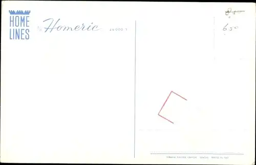 Künstler Ak Dampfer SS Homeric, Homelines