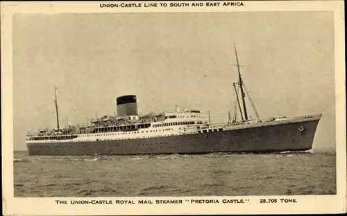 Ak Postdampfer Pretoria Castle, Union Castle Line