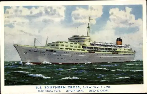 Ak Dampfer S.S. Southern Cross, Shaw Savill Line