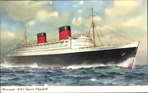 Ak Dampfer RMS Queen Elizabeth, Cunard Line