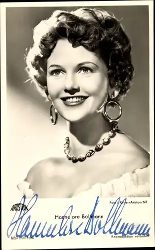 Ak Schauspielerin Hannelore Bollmann, Portrait, Autogramm