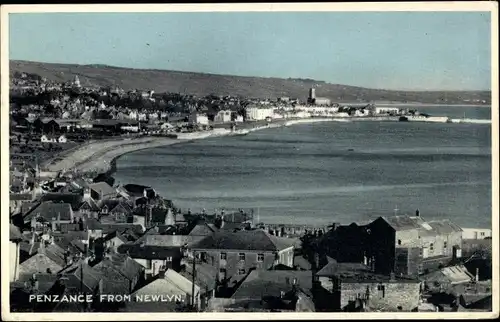 Ak Penzance Cornwall England, View from Newlyn, Küstenansicht
