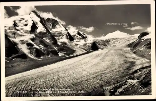 Ak Großglocknerstraße in Salzburg, Hochalpenstraße, Parkplatz Freiwandeck mit Großglockner