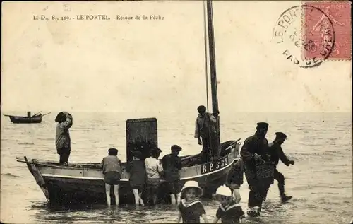 Ak Le Portel Pas de Calais, Retour de la Peche