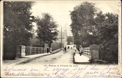 Ak Wimille Pas de Calais, L'Avenue, le pont