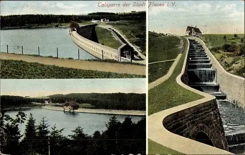 Ak Plauen im Vogtland, Blick auf die Talsperre der Stadt