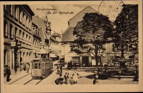 Ak Kaiserslautern in der Pfalz, An der Steinstraße, Straßenbahn